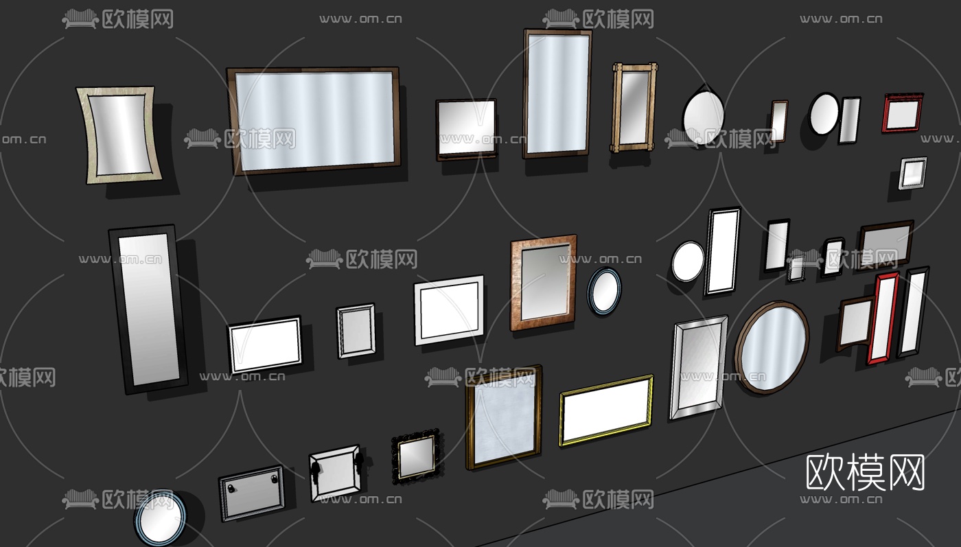 现代简约镜子su模型下载（渲染图2）