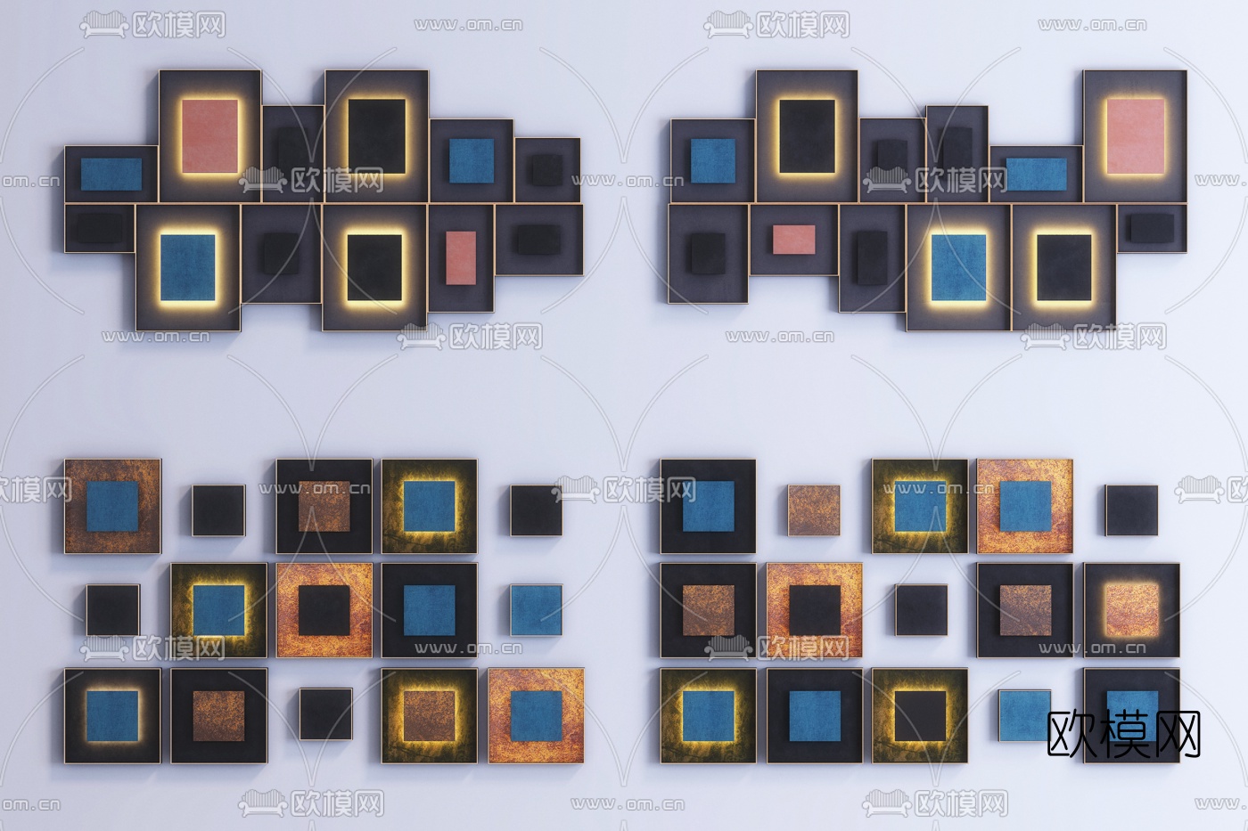 现代金属方块挂件3d模型下载