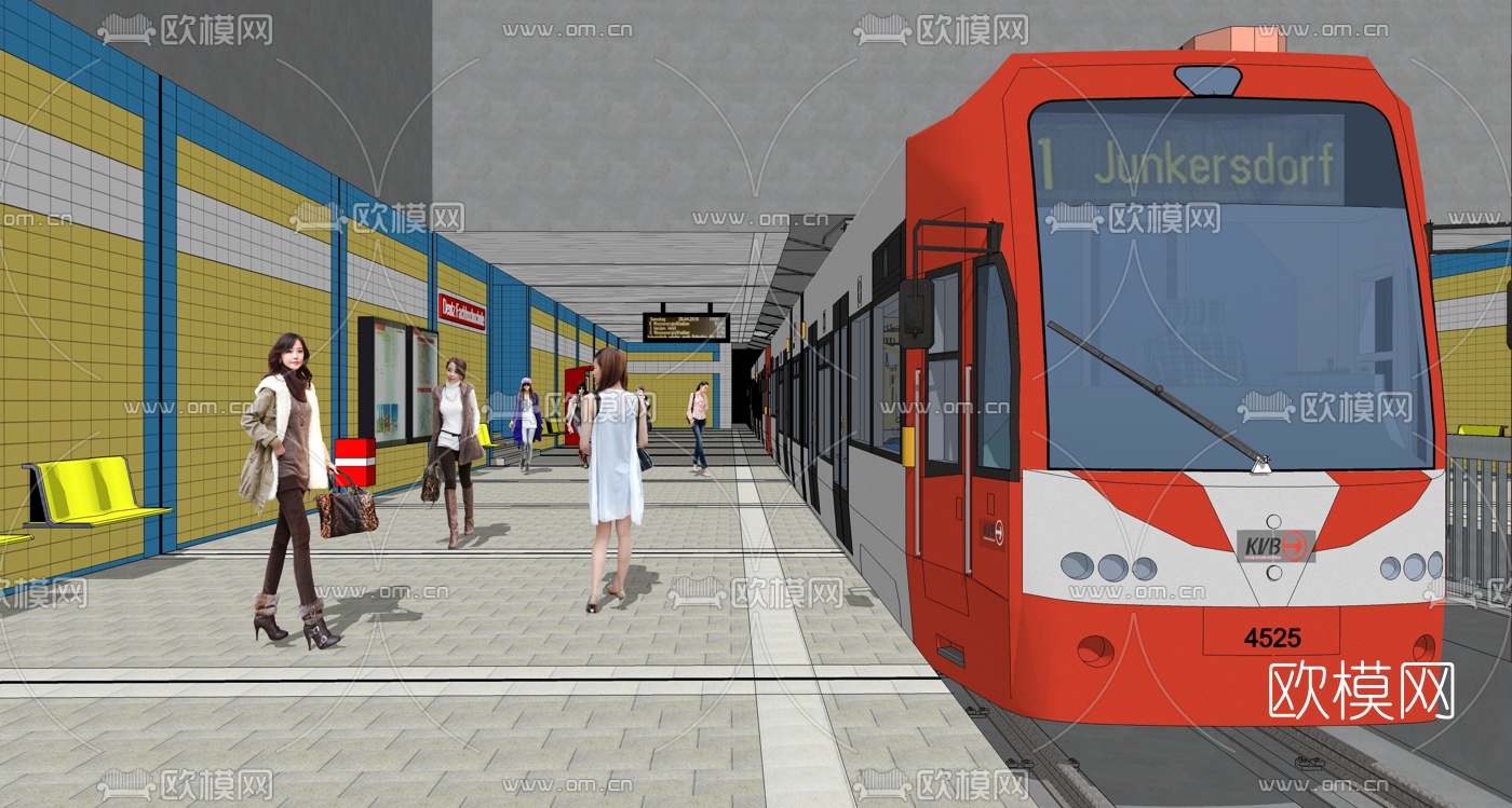 现代地铁站su模型下载（渲染图1）