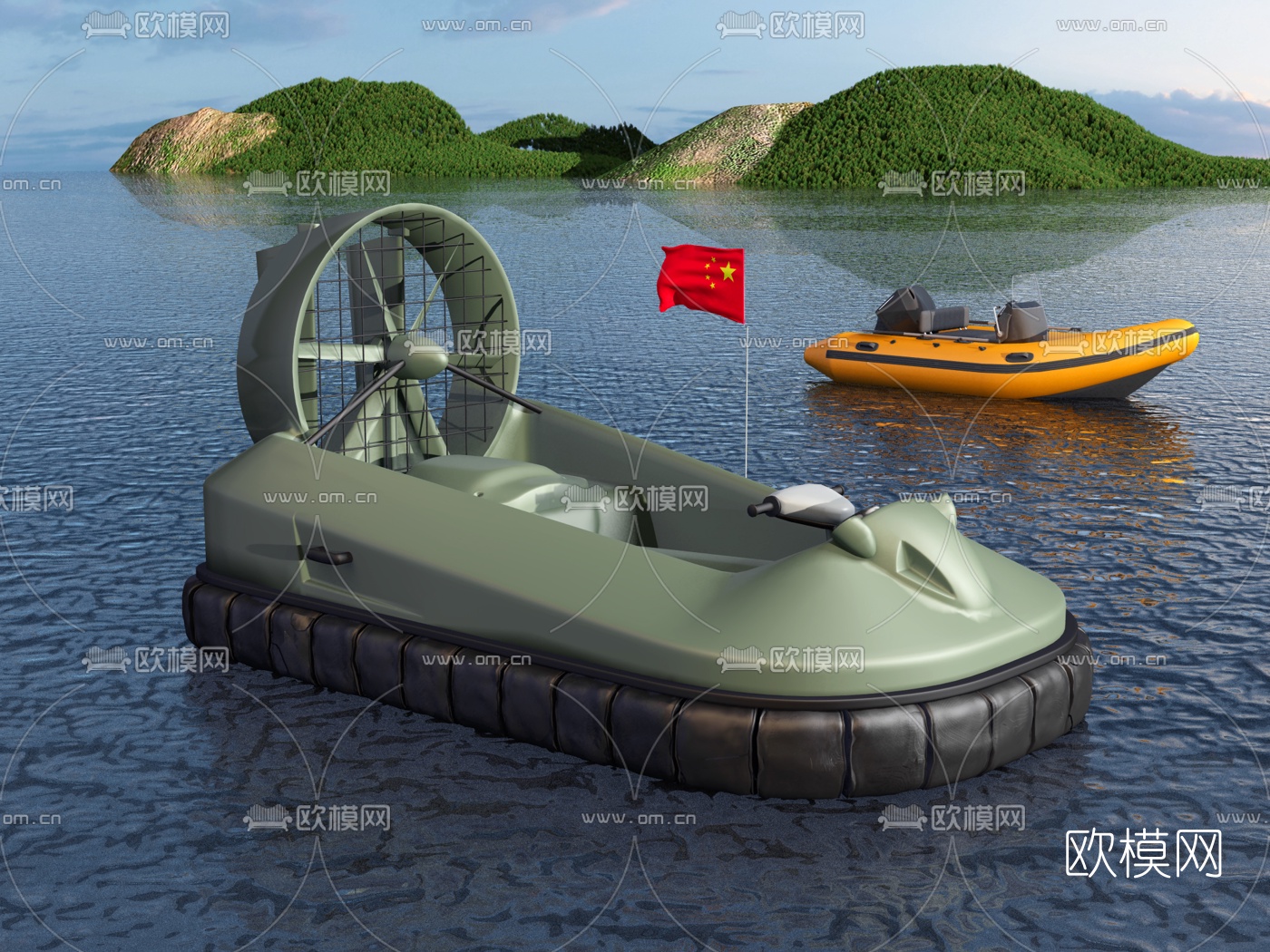 工业风气垫登陆橡皮艇3d模型下载（渲染图2）