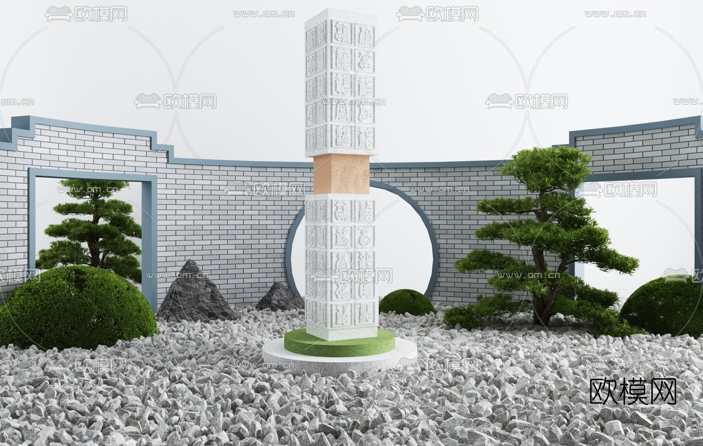 现代庭院景观小品3d模型