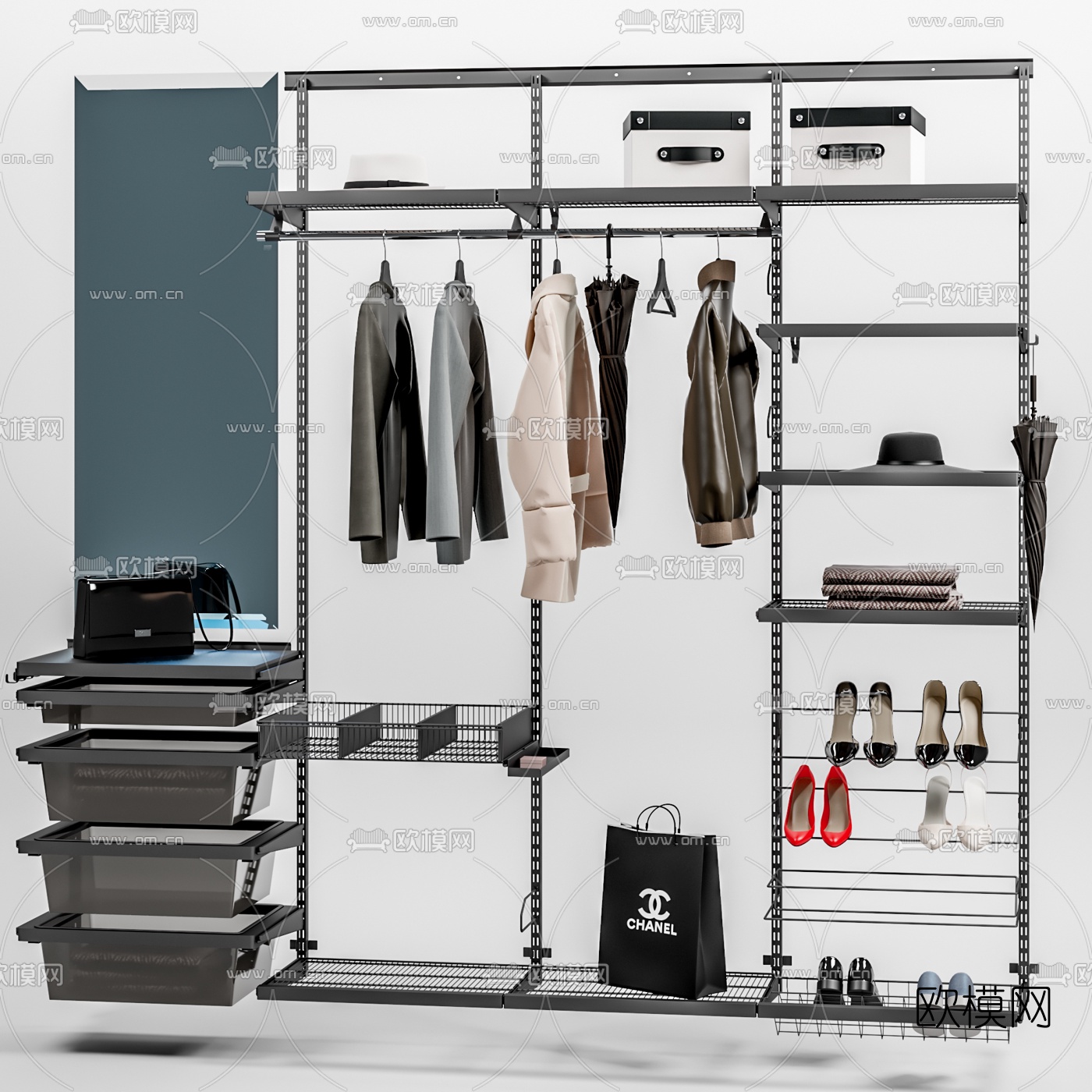 工业风金属衣柜3d模型下载