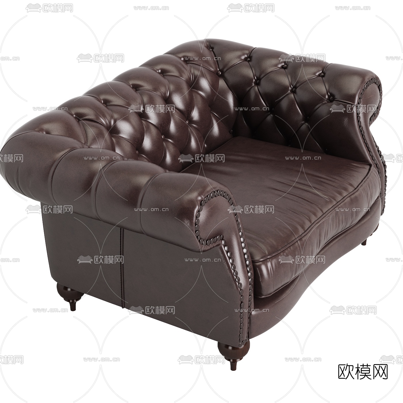 BAXTER 简欧皮革单人沙发3d模型下载（渲染图2）