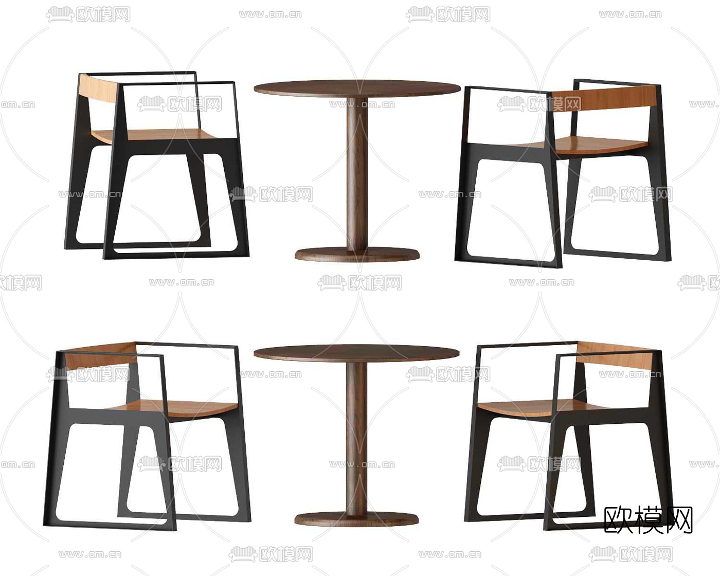 工业风圆形休闲桌椅3d模型下载