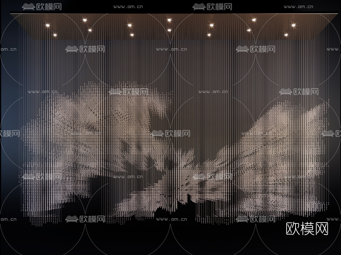 新中式大型艺术装饰灯3d模型下载