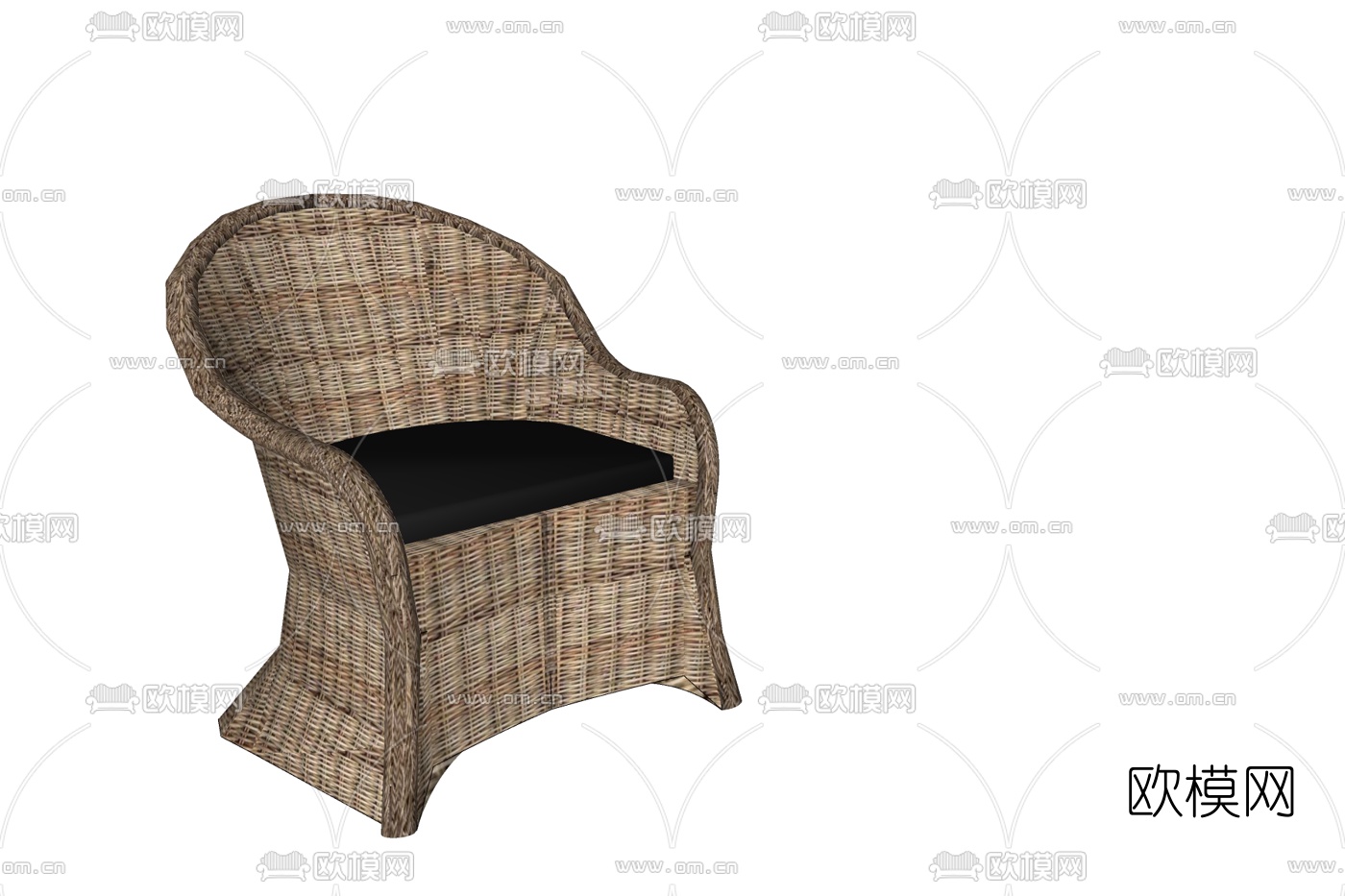 现代藤编休闲椅免费su模型下载