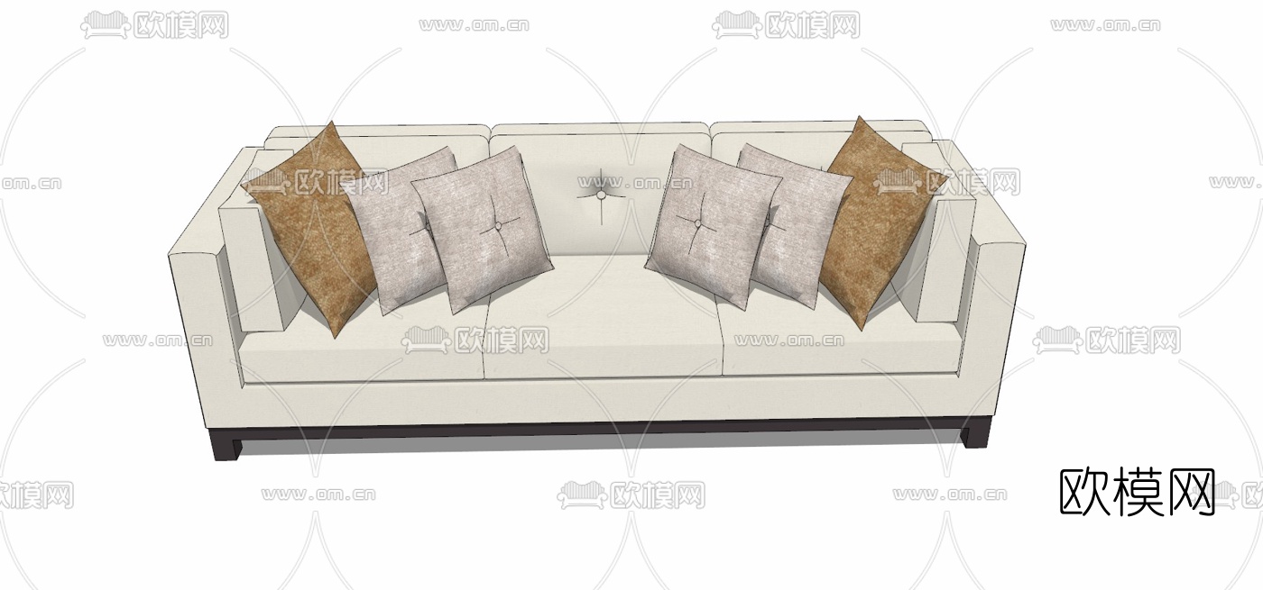 现代布艺多人沙发免费su模型下载