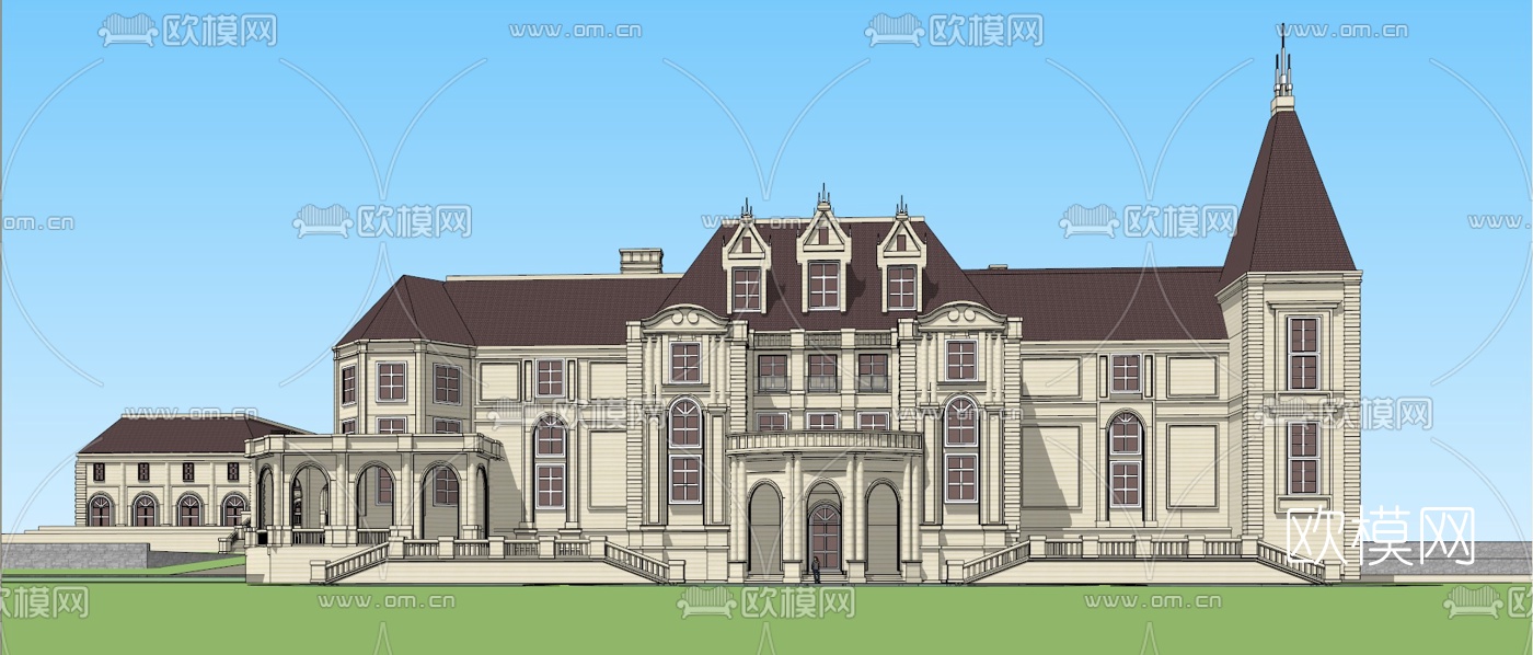 法式商业会所su模型下载