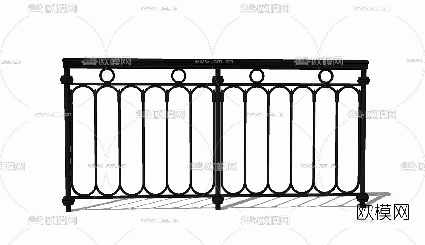 现代金属护栏免费su模型下载