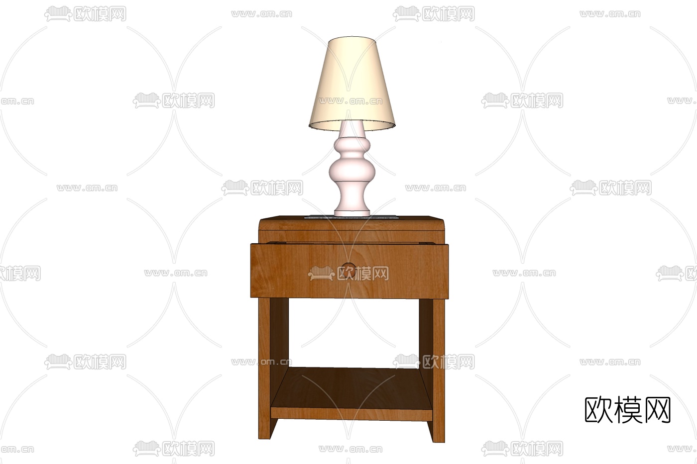 现代实木床头柜免费su模型下载