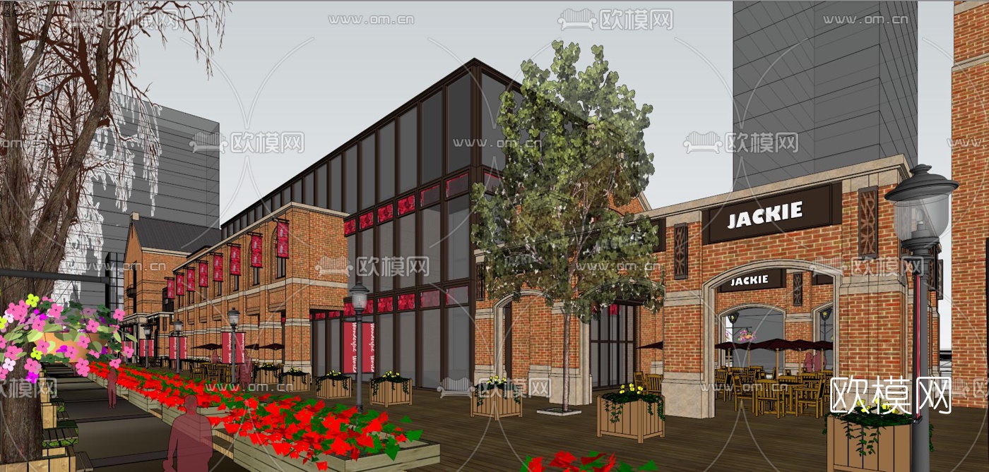 欧式商业街su模型下载（渲染图8）