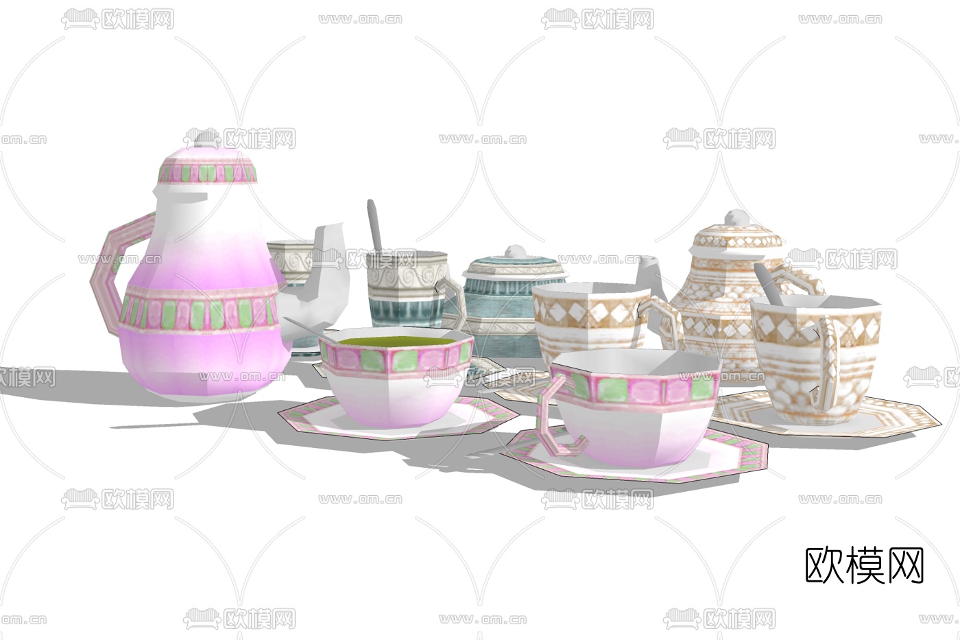 欧式茶具免费su模型下载