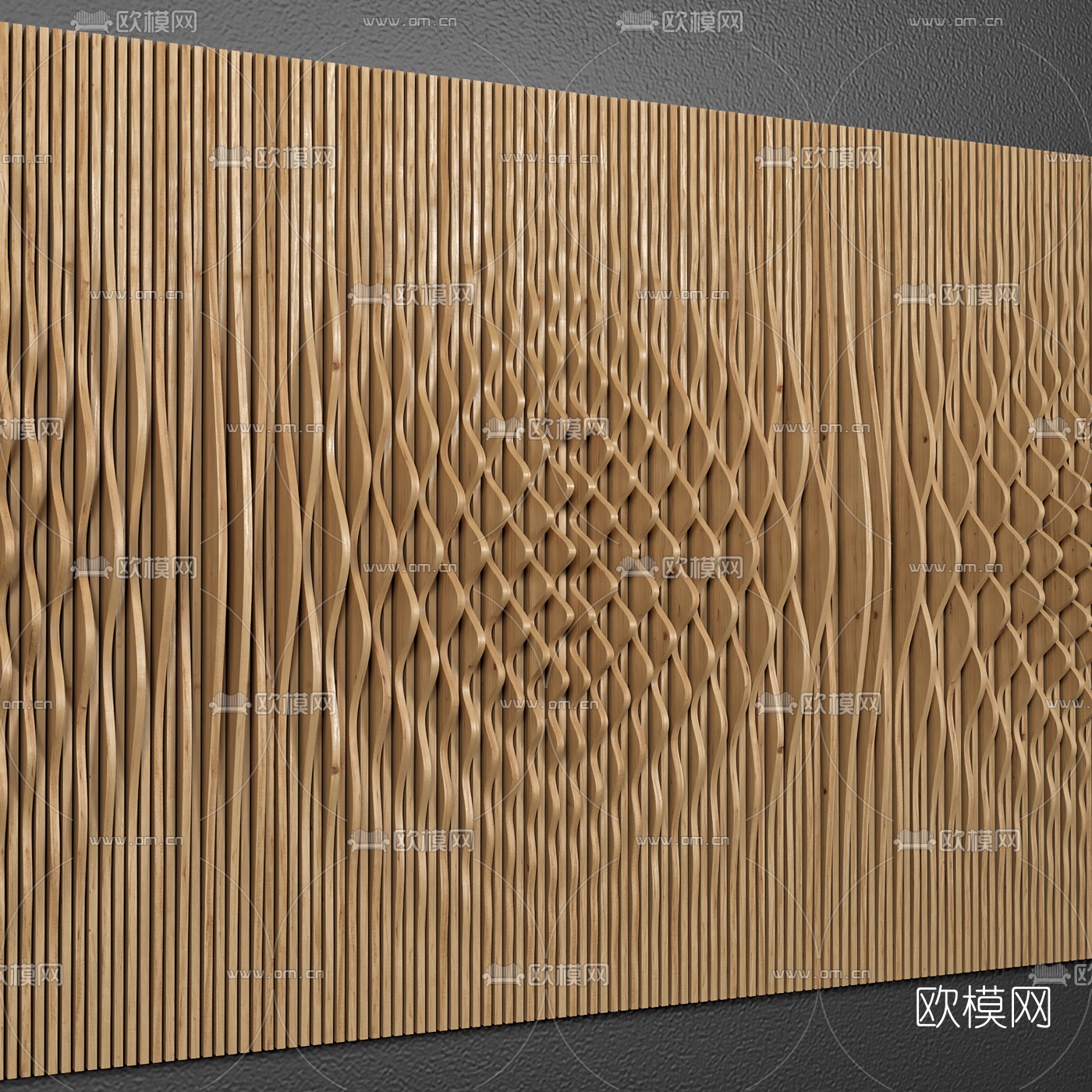 北欧实木波纹板3d模型下载（渲染图3）
