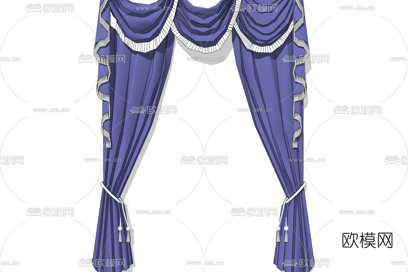 简欧窗帘免费su模型下载