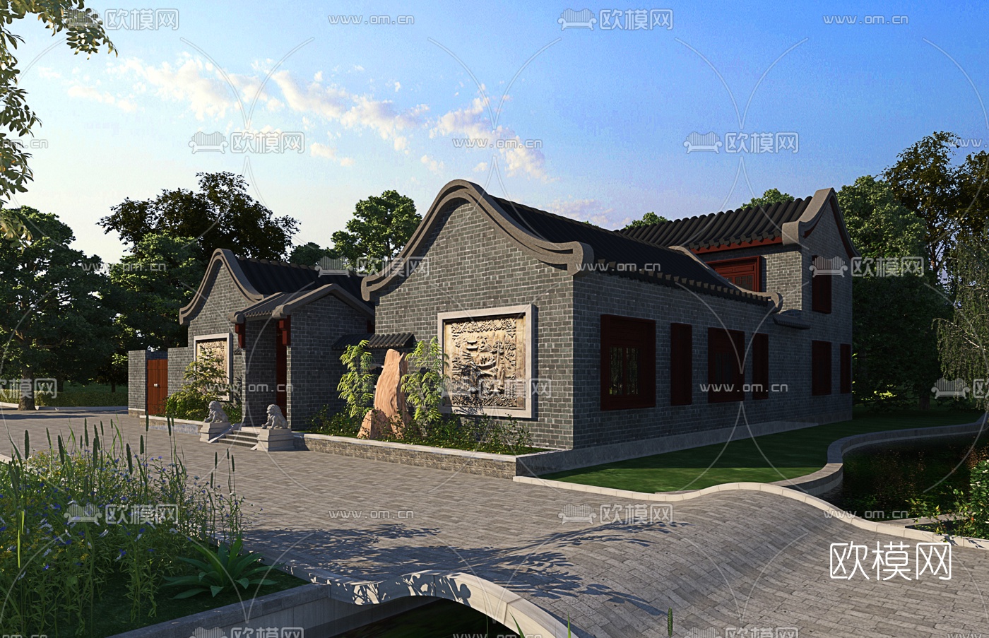 中式古建四合院3d模型