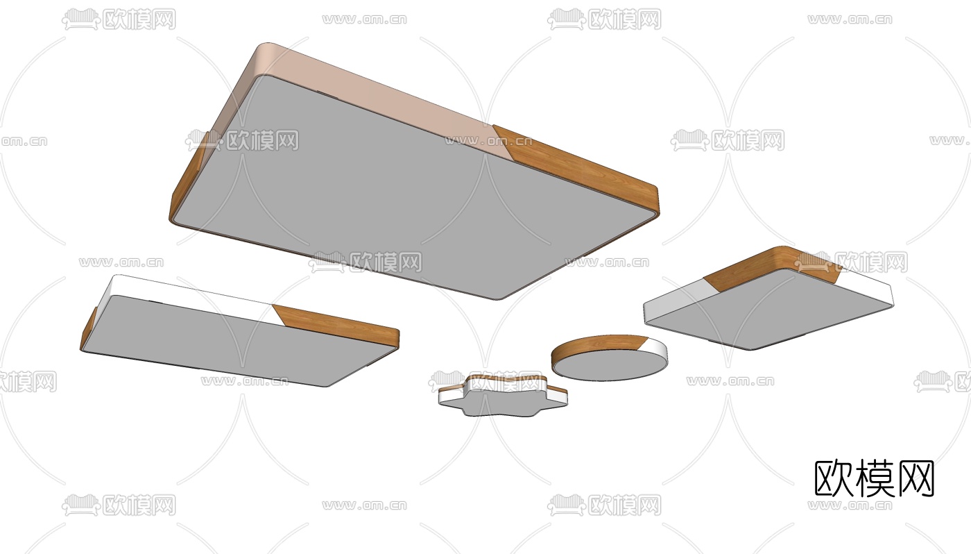北欧方形吸顶灯su模型下载