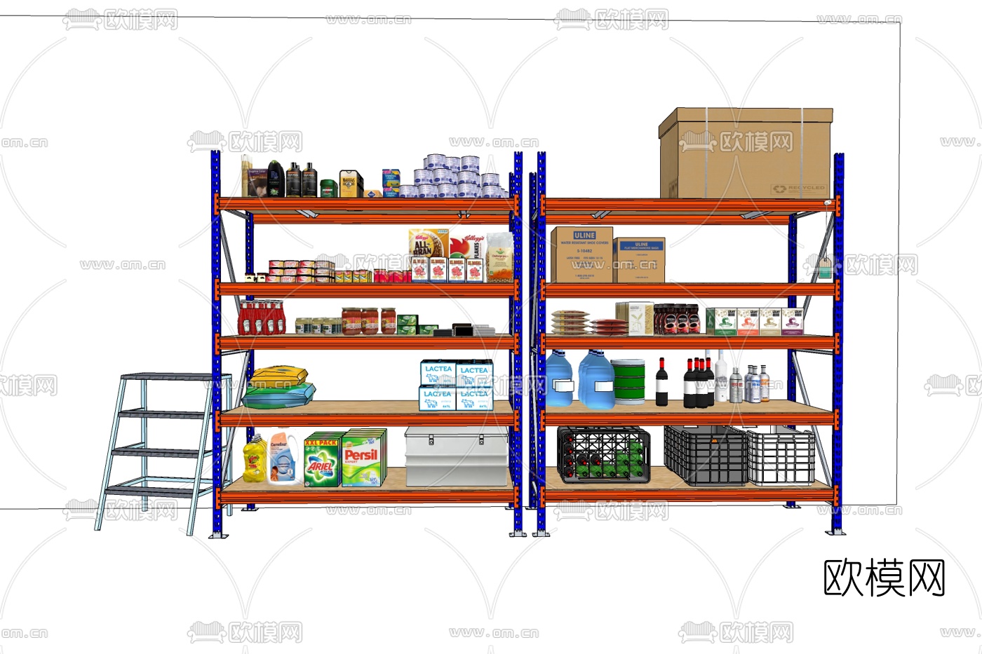 现代超市货架免费su模型下载