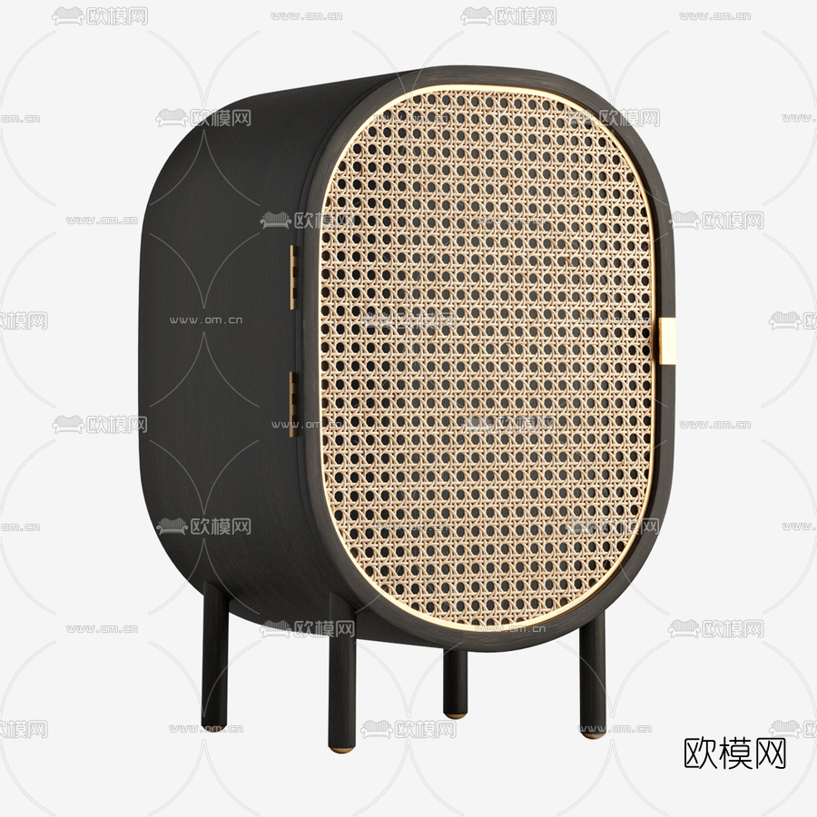 北欧藤编边柜储物柜3d模型