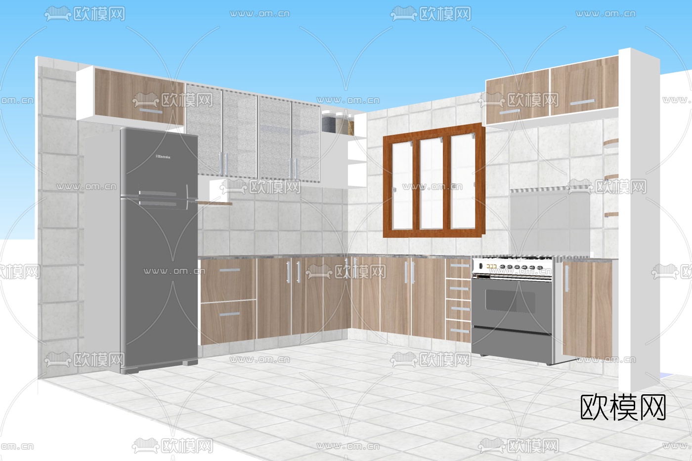 现代厨房免费su模型下载