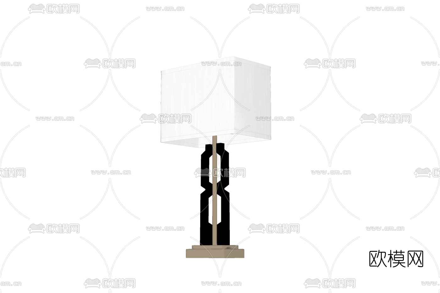 新中式金属台灯免费su模型下载
