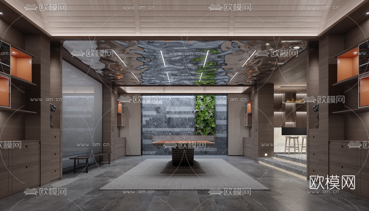 现代别墅地下室娱乐室3d模型