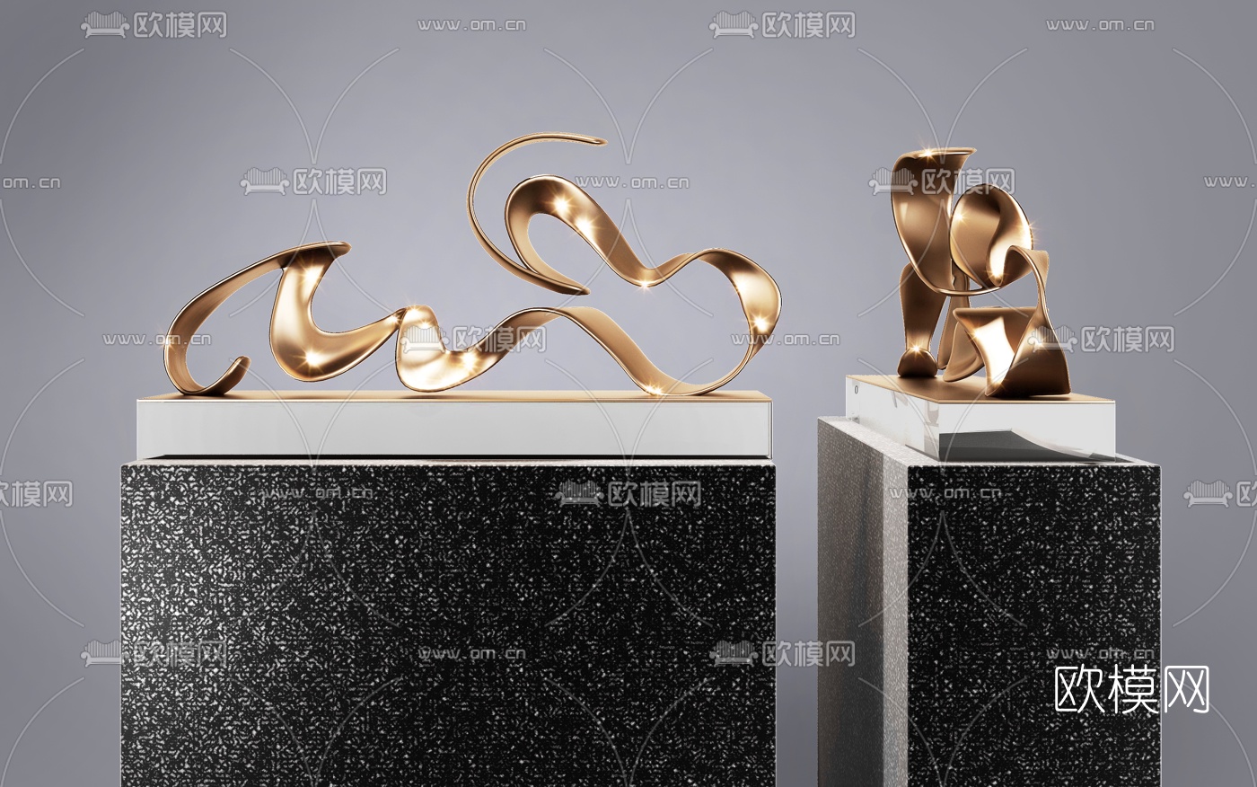 现代艺术金属雕塑摆件3d模型