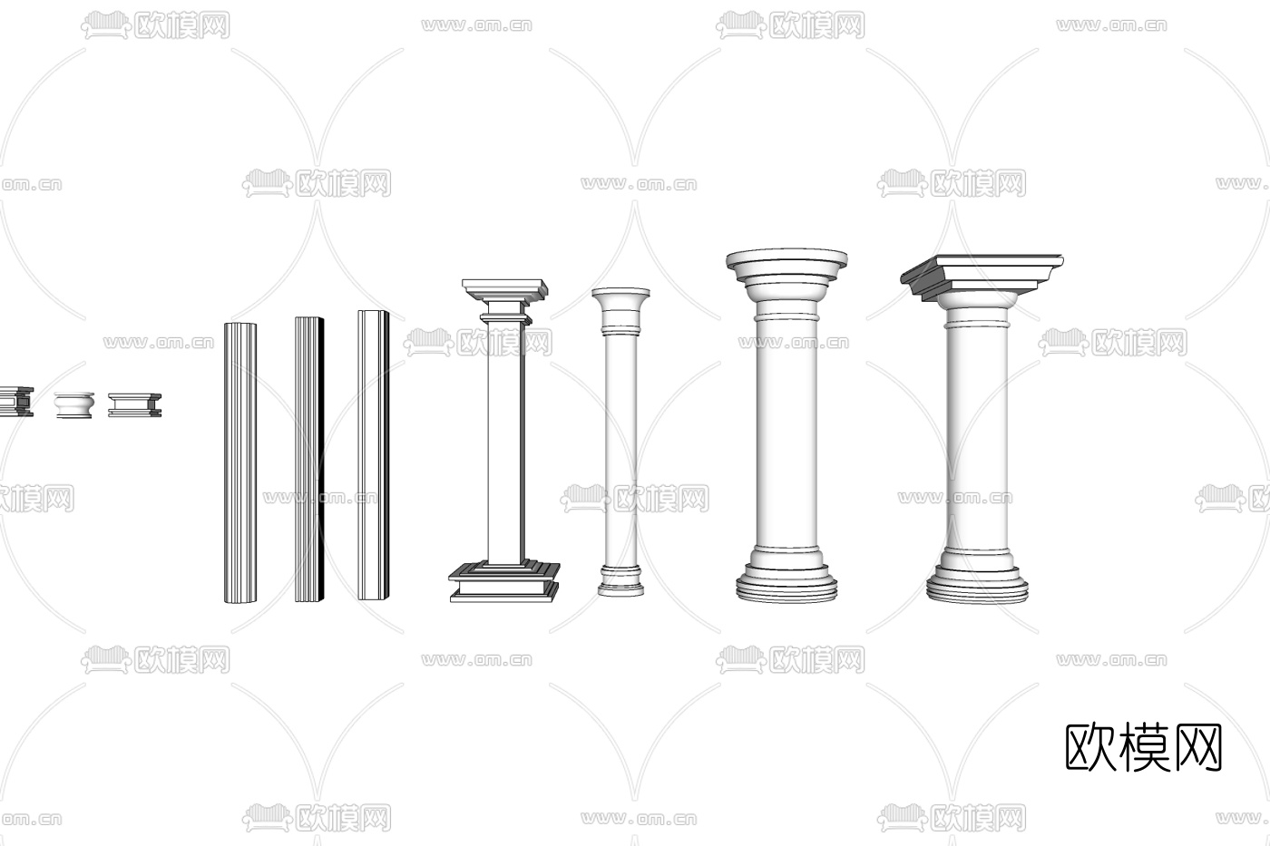 欧式石膏罗马柱免费su模型下载