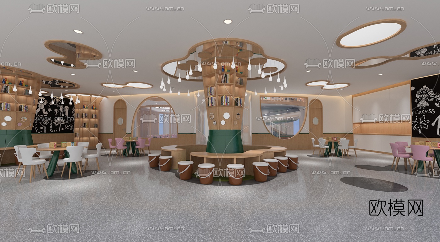 现代早教中心免费3d模型下载（渲染图3）