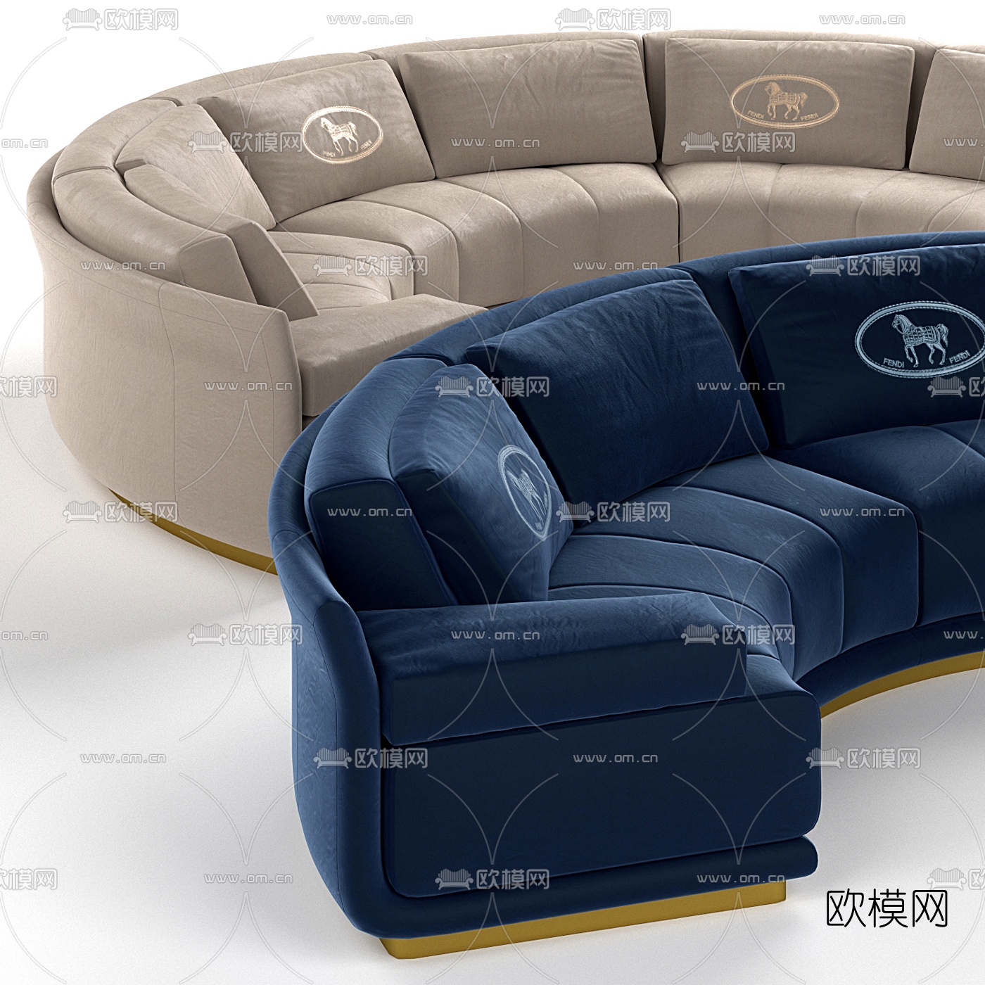 现代弧形多人沙发3d模型