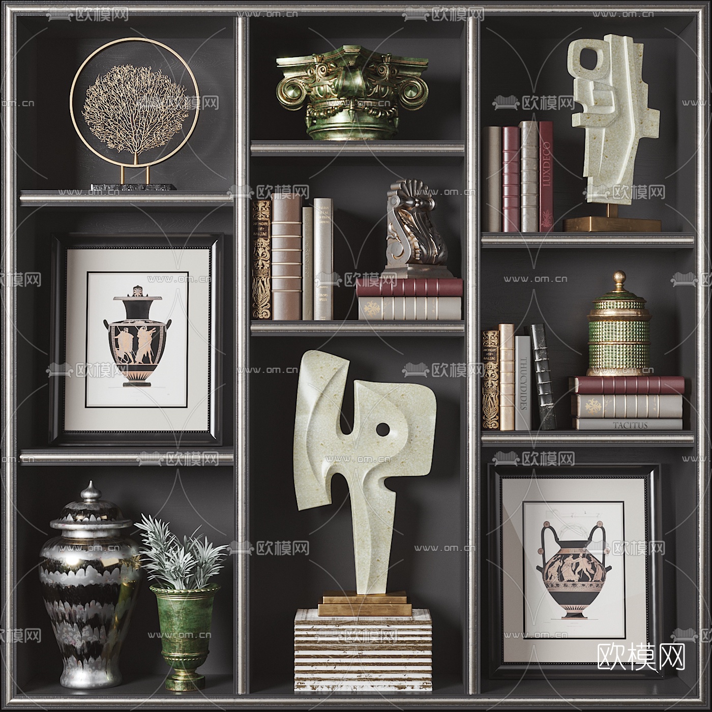 欧式古典雕塑书籍摆件3d模型