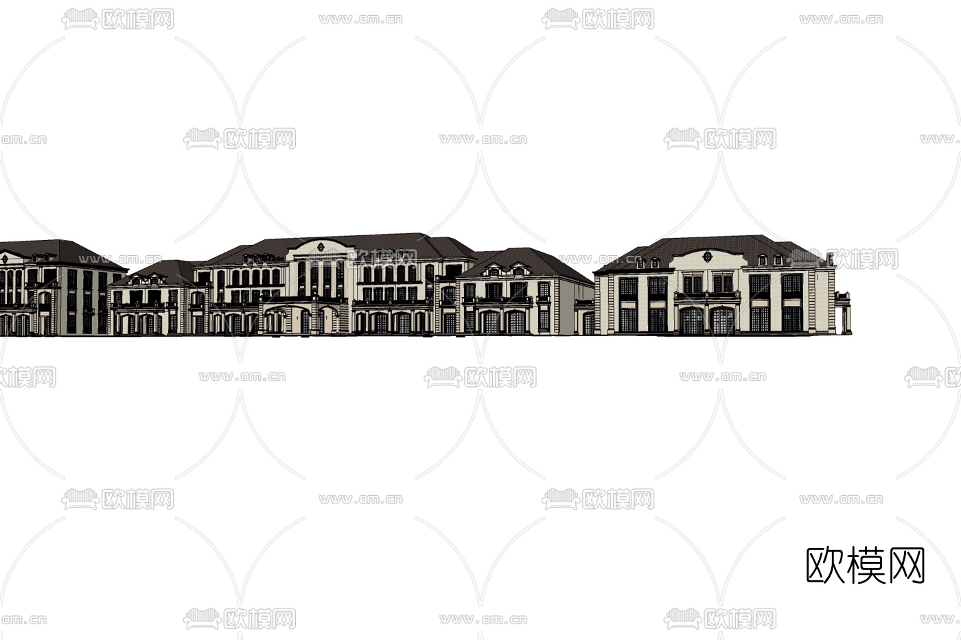 法式酒店外观免费su模型下载