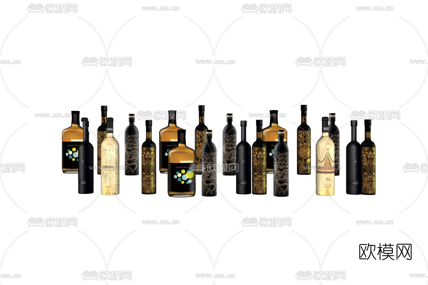 现代酒水免费su模型下载