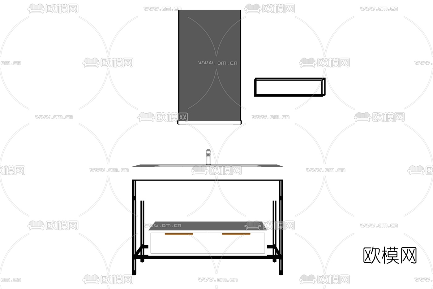 新中式洗手盆免费su模型下载