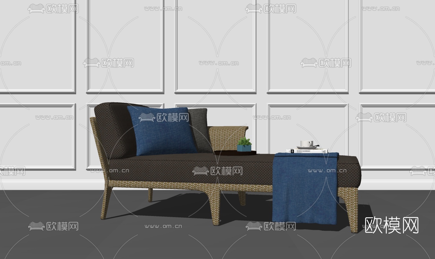 现代布艺贵妃椅su模型下载