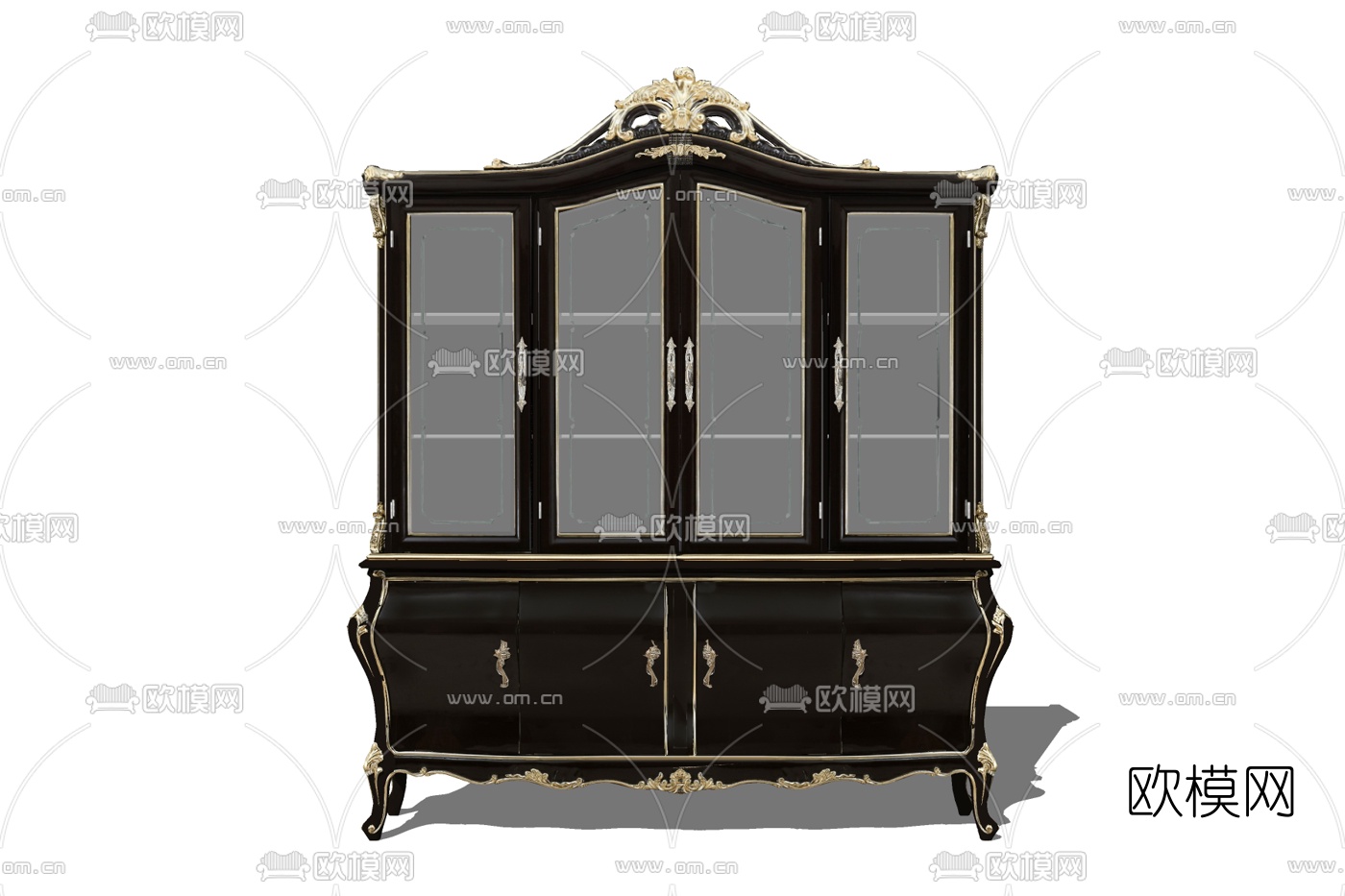欧式实木雕花装饰柜免费su模型下载