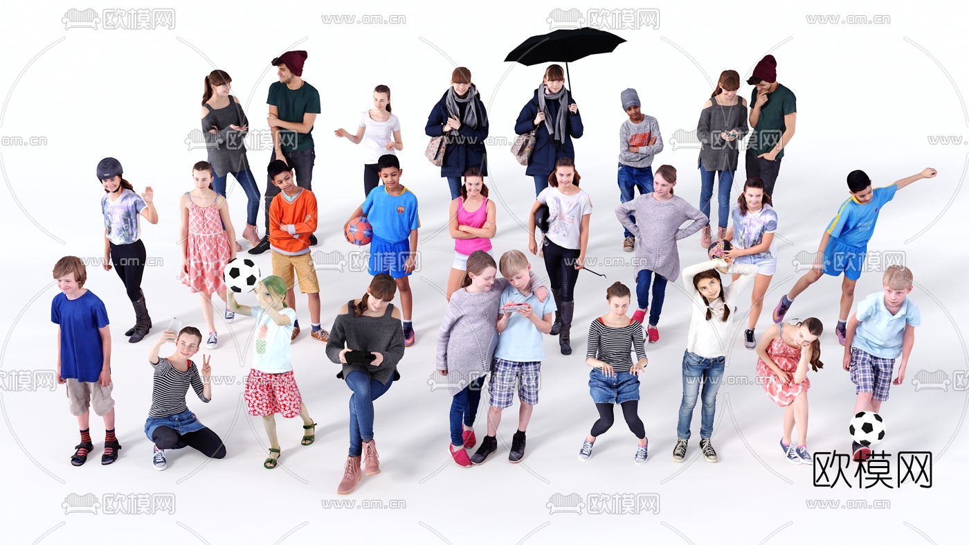 欧式学生小孩人物3d模型