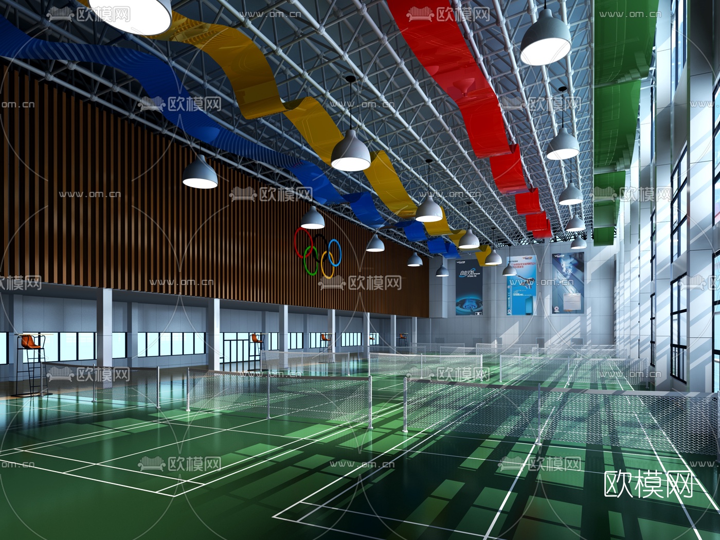 现代羽毛球馆3d模型下载