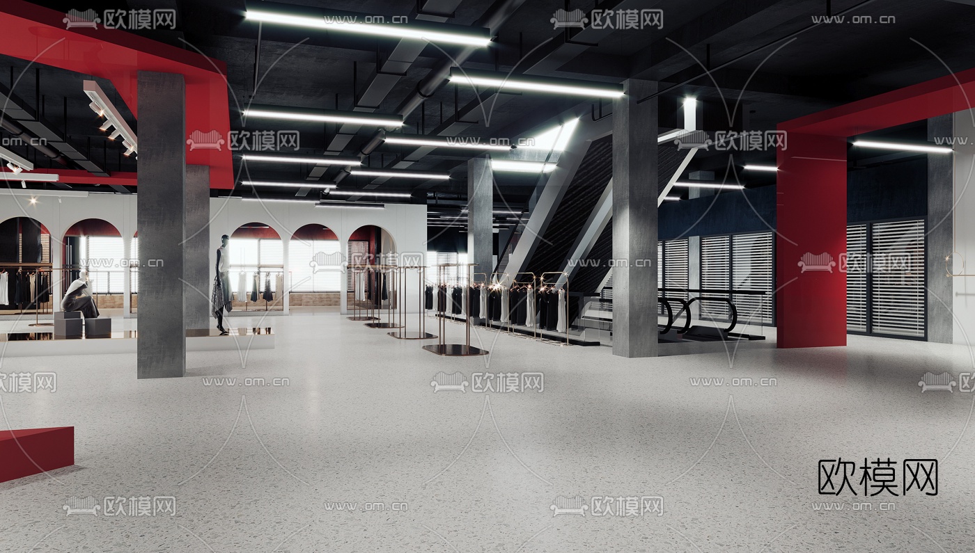工业风女士服装店3d模型下载（渲染图6）