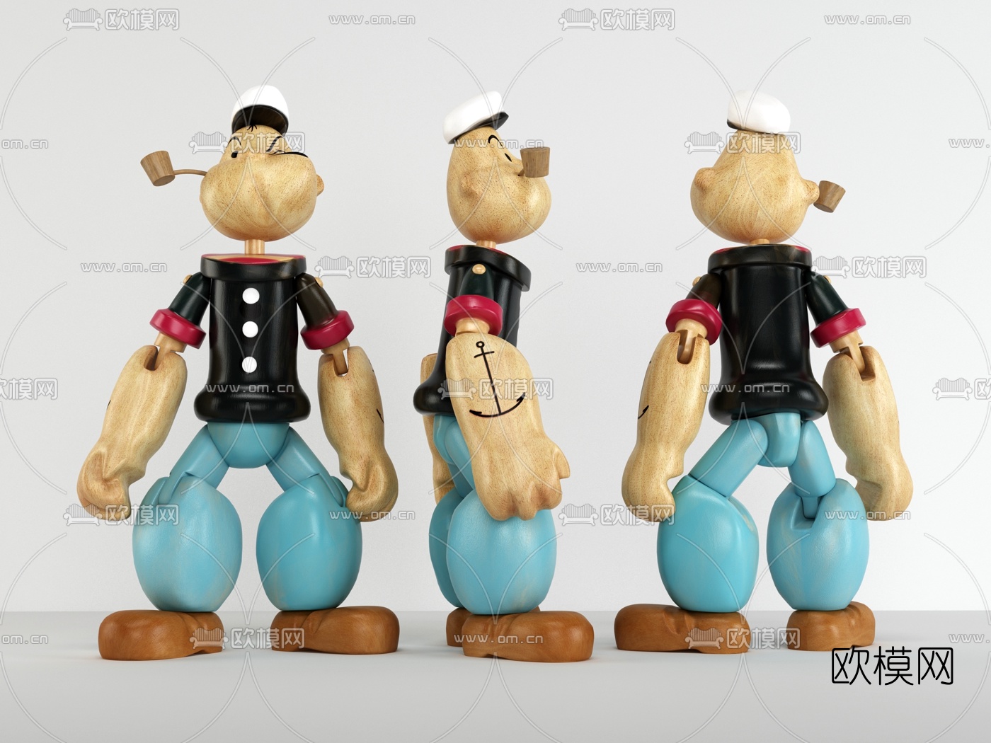 现代人物大力水手卡通3d模型下载