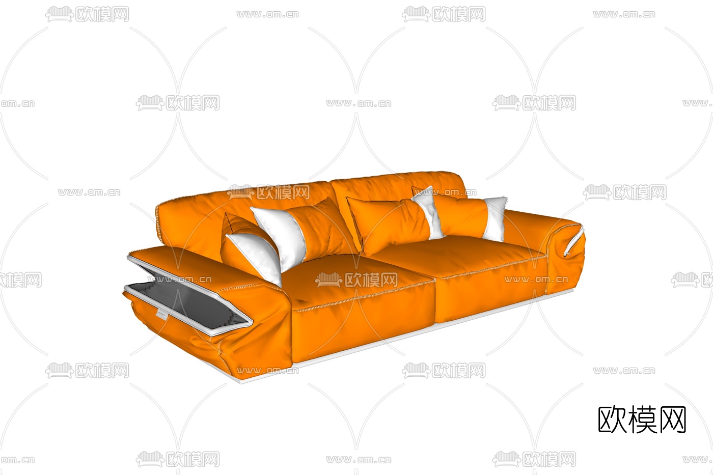 现代布艺双人沙发免费su模型下载