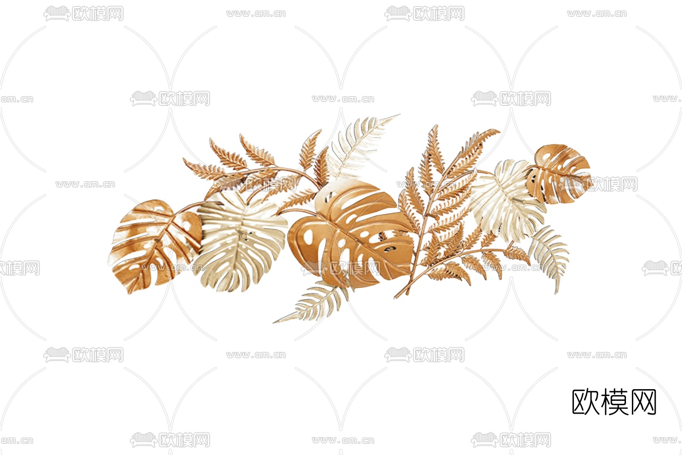 现代树叶雕花摆件免费su模型