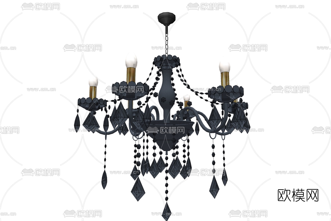 欧式金属烛台吊灯免费su模型下载