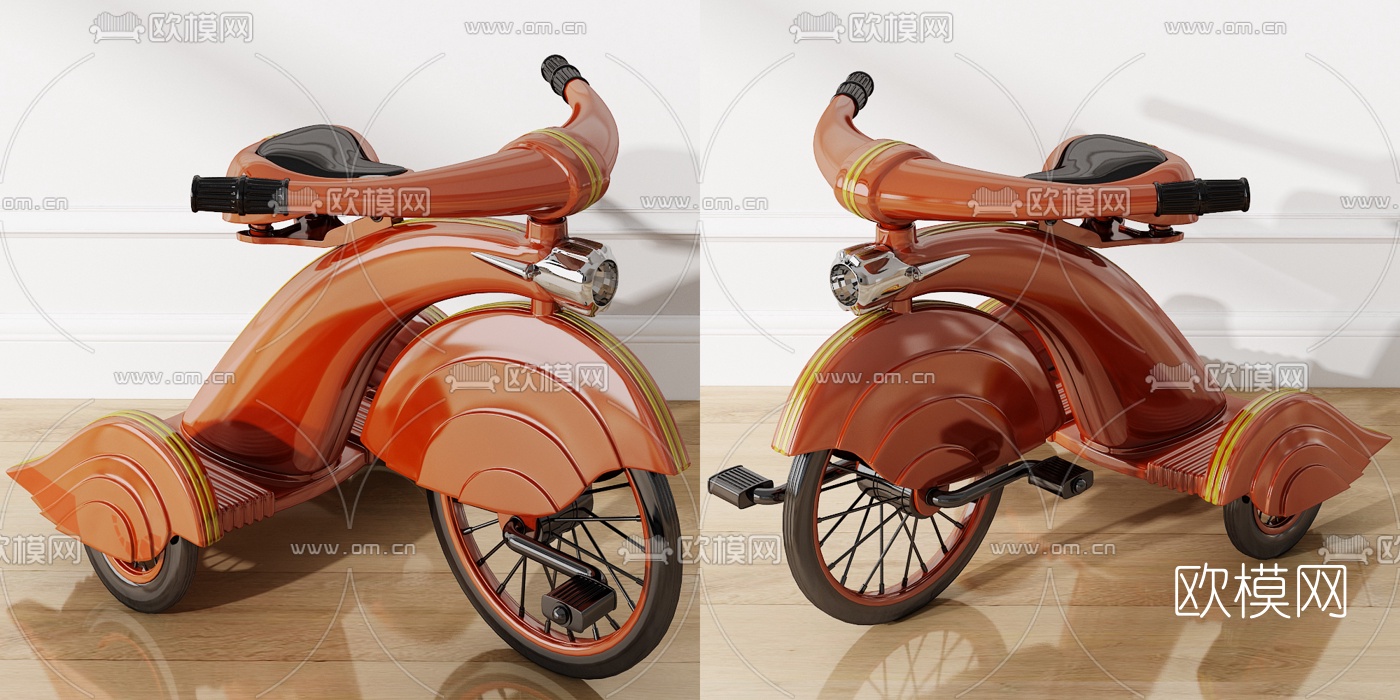 现代儿童三轮脚踏车3d模型