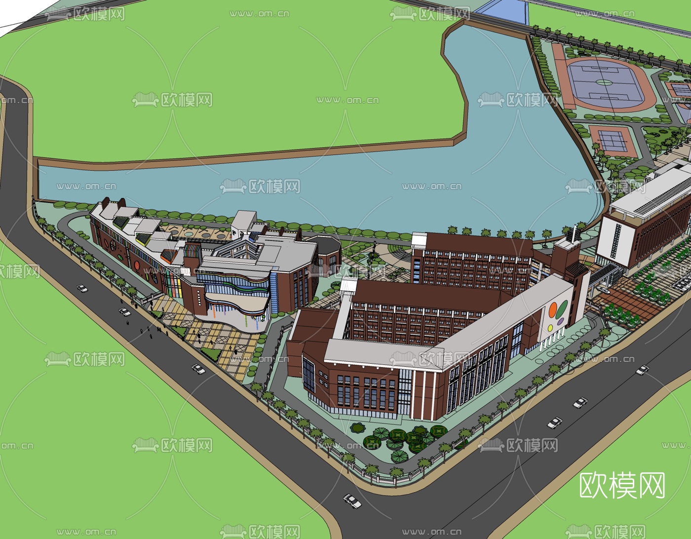 现代学校规划免费su模型
