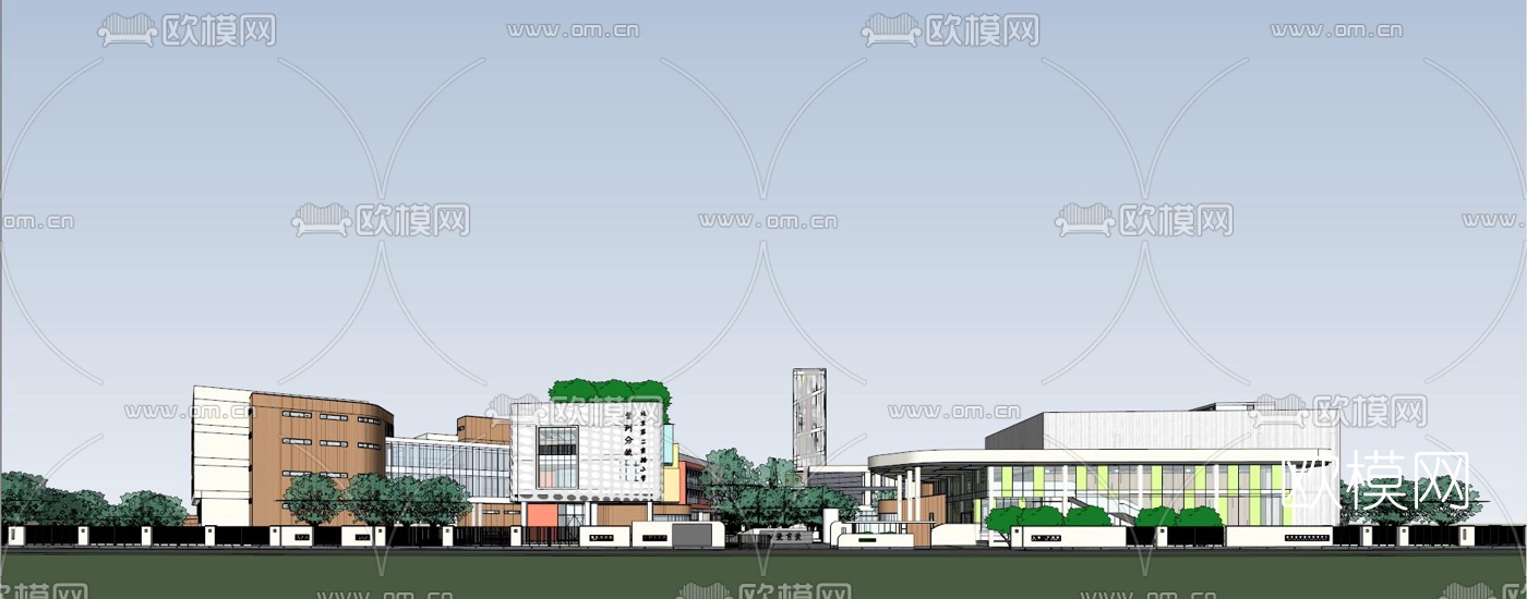 现代学校规划su模型下载（渲染图7）
