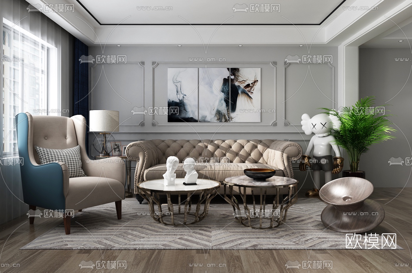 后现代客厅沙发组合3d模型