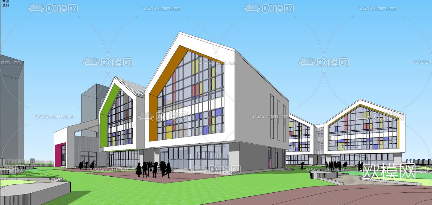 现代幼儿园su模型下载（渲染图3）