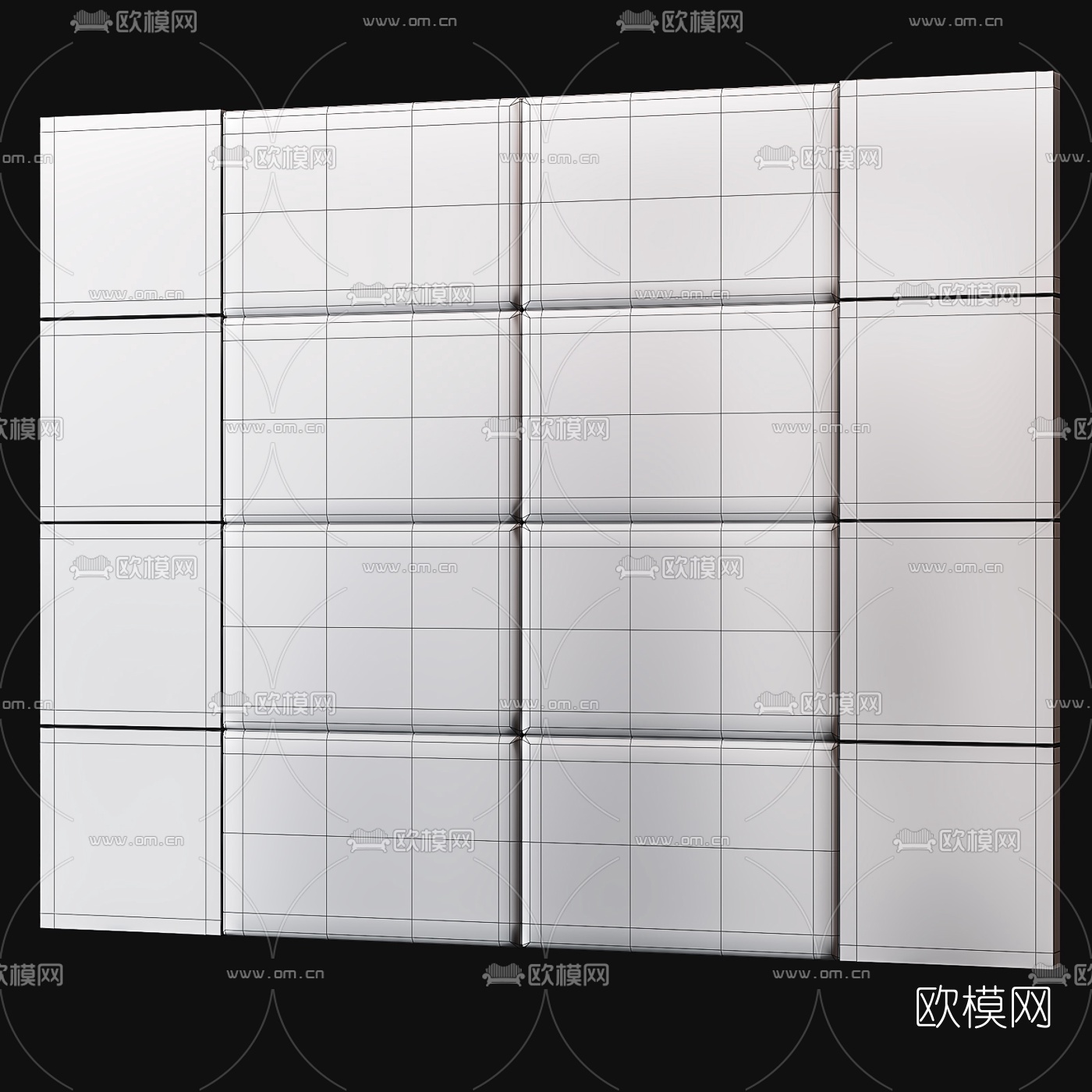 现代硬包床头背景墙免费3d模型