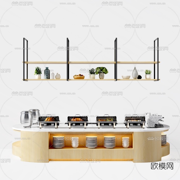 現(xiàn)代自助餐邊柜調(diào)料臺(tái)3d模型下載