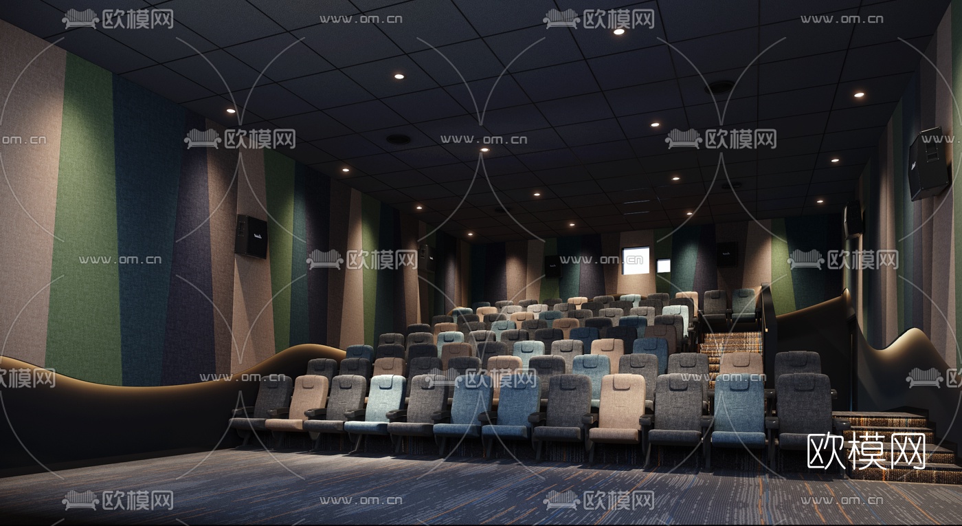 现代电影院放映厅3d模型下载